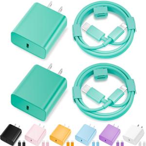 iPhone Charger Fast Charging,[MFi Certified] 2Pack 20W Type C Fast Charger Block with [10FT&6FT] USB C to Lightning Cable Compatible for iPhone 14/13/12/11 Pro Max/Xs Max/XR/X,iPad (Green)
