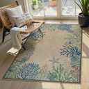 LIVEBOX Modern 3x5 Jute Outdoor Patio Rug, Washable Rugs for Entryway Porch, Coastal Animal Boho Farmhouse Carpet, Non Slip Front Door Mat for Outdoor Indoor Entryway Guestroom Decor (Blue 3'x5')