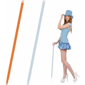 CroBlissful 2 Pcs Blue and Orange Wooden Cane 90s Movie Character Theatrical Costume Accessory for Adults Halloween Walking Cane with Rubber Tips for Cosplay Party Supplies, 37 Inch