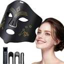 Red Light Therapy for Face, 4 Modes Adjustable Portable LED Face Mask with 3 Brightness Levels, Rechargeable Red Light Therapy Mask, Ideal for Home, Work, Travel & Yoga (Black)