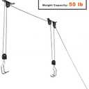 Wallmaster Ceiling Bike Mount Hanger, Bike Ceiling Lift Hoist, Bike Pulley System for Garage, Indoor Bicycle Hooks, 2 pack