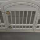 Pet Playpen Gate for Dogs Heavy Plastic Puppy Exercise Pen Small Pets Fence Puppies Folding Cage 4 Panels for Puppies and Small Dogs House White (33.5x33.5 Inches)