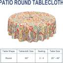 Outdoor/Indoor Round Tablecloth with Umbrella Hole Zipper, Decorative Circular Table Cover for Home Garden, 60 Inch, Flower Multi
