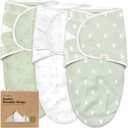 3-Pack Organic Baby Swaddle Sleep Sacks - Swaddles for Newborns, Infant 0-3 Months, Baby Girls, Boys, Soft & Snug Newborn Sleep Sack, Nursery Swaddling Blankets (Bunnies, XS)