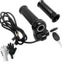 Full Twist Throttle for Ridstar Q20, 3-Pin Throttle Grip Universal Fits for Electric Bike & Most E-Scooter 12V-72V Wide Voltage, with 2 Keys Lock and Gloves, Plug and Play