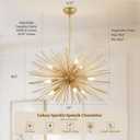 29" Modern Sputnik Chandelier 9-Lights Mid Century Modern Starburst Golden Chandelier Luxury Gold Solid Metal Sputnik Satellite Chandeliers for Dining Room, Kitchen Island, Bedroom