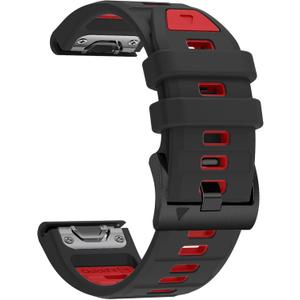 BEFIA 26mm Watch Band for Garmin Fenix 8 51mm 5x 6x pro 7x Pro Sapphire Solar, Quickfit 26 Watch Bands for Garmin Enduro Tactix Delta Rubber (Black Red)