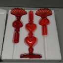 Mumufy 3 Pcs Valentine's Day Glass Candlestick Holders Heart Glass Taper Candle Holder Valentines Heart Candle Stick Vase Decor for Galentine's Day Wedding Festival Party Table Centerpiece(Red)