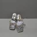 Zzheels Double Bowknots Crystal Sandals Clear Slingback Heels Square Toe Shoes for Party Wedding (Silver, 9 US)