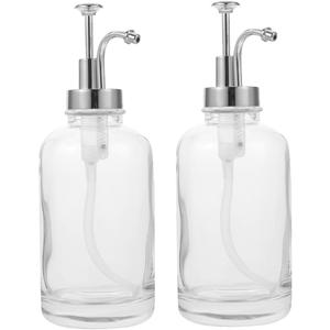 BESTOYARD 2Pcs Transparent Glass Syrup Dispenser with Pump Multi Use Storage for Honey Jam Seasonings for Coffee Bar Kitchen Decor Stylish Design for Easy Dispensing