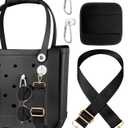 Bag Strap Crossbody Charms for Bogg Bag Accessories - Shoulder Strap Neoprene Luggage Handle Wrap for Suitcase & 2 Key Holders Black