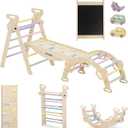 Pikler Triangle Set for Kids, 8-in-1 Kids Indoor Climbing Frame - Wooden Montessori Climber with Slide, Swing & Rock Wall | Space Saving Foldable Toddler Gym | Safe Playset for Toddlers Boys Girls