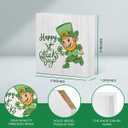 Happy St. Patricks Day Wooden Box Sign, Spring Decor, Country Style Lucky Clover Green Top Hat, Beer Mug Gold Coin Pattern Desk Decorate, Home Desk Office Decor 5 x 5 Inches (Little Elf)