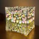 Tulip Night Light LED Infinity Mirror Lamp,Mothers Day Birthday Gifts for Mom Women Tulipanes DIY Finished Product Decorations Lights Flower Lamp Bedside Table Lamp Creative Gift(Multicolored)