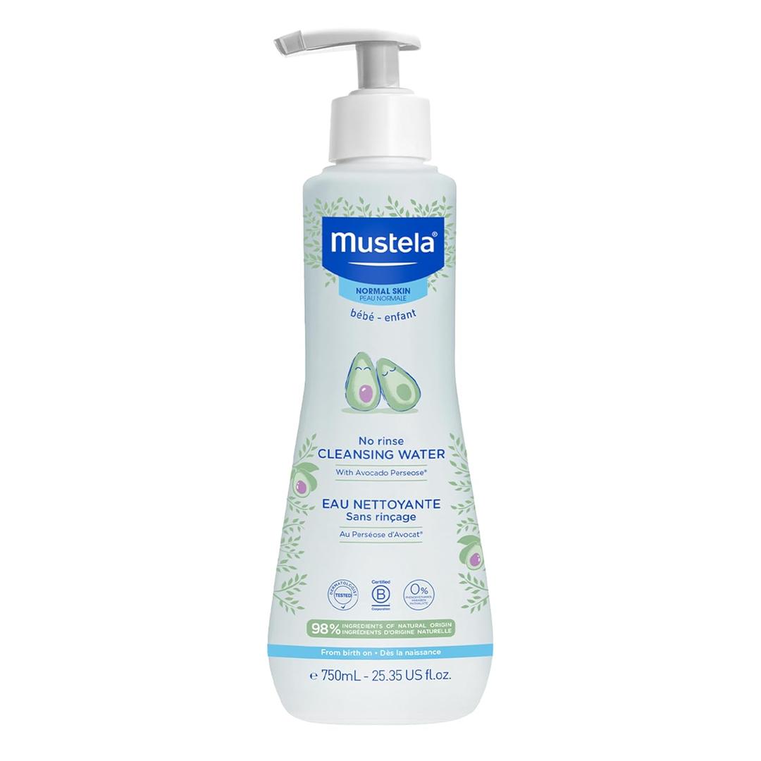 Mustela Baby Cleansing Water - No-Rinse Micellar Water - with Natural Avocado & Aloe Vera - for Baby's Face, Body & Diaper - 1 or 2-Pack - Various Sizes
