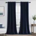 Guken Navy Blue 100% Blackout Curtains 84 Inch Length 2 Panels Set for Living Room Bedroom Back Tab Thermal Insulated Black Out Linen Drapes Room Darkening Window Curtains 84 Inches Long, Navy Blue, 52"W x 84"L (Pack of 2)