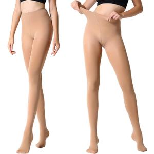 MANZI Run Resistant Control Top Panty Hose Opaque Tights (Large, Suntan)