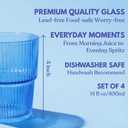 Ribbed Drinking Glasses Set of 4 - Stackable Glass Cups for Kitchen - Iced Coffee, Water, Juice & Mocktails - Aesthetic Water Tumblers Elegant Hostess Gifts Home Essentials (14 fl oz)