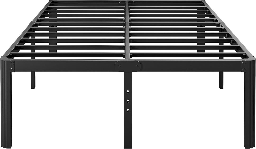 Hunlostten 18in Full Size Bed Frame No Box Spring Needed, Heavy Duty Metal Platform Bed Frame Full with Round Corners, Easy Assembly, Noise Free, Black