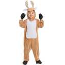 EVGVAT Kids Christmas Reindeer Costume Deer Animal Outfits Onesie Party for Boys and Girls (5-7Years)