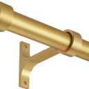 Gold Curtain Rods for Windows 48 to 86 Inch,Adjustable Drapery Rods with Aluminum End Cap and Full Surround Brackets,1-Inch Window Curtain Rod for Wall and Ceiling Mount
