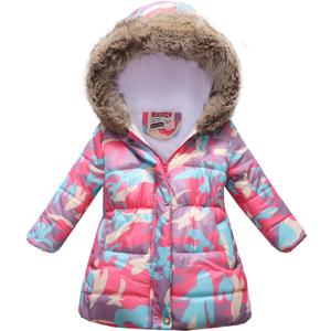 Winter Coats For Girls Hooded Waterproof Floral Printed Kids Toddler Warm Snow Jacket (Pink)