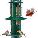 Kingsyard Squirrel Proof Bird Feeder for Outdoors Hanging, Metal Wild Bird Feeders with Removable Base and Baffle, Easy to Clean & Refill, 3 lbs Large Seed Capacity, Dark Green