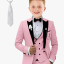 Kids Tuxedo Suit for Boys Slim Fit Wedding Outfit Boys Formal 5 Piece Suit Set,  7Y