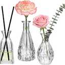 Glass Bud Vases in Bulk, 3pcs Small Glass Vase for Elegant Centerpieces,Mini Vases for Flowers,Small vases for Home Wedding Living Room Wedding Party (Clear)