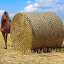 6x6ft Round Bale Hay Net for Horses, Large Thick & Durable Nylon Knotless Slow Feeder Hay Nets for Horses and Goats Healthier Feeding Solution