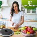 Large Microwave Splatter Cover & Silicone Mat,12 Inchs Vented Collapsible Guard dish Plate lid & Round Kitchen mat for food