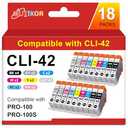 Mutikor CLI 42 Ink Cartridges Compatible Replacement for Canon CLI-42 Ink Cartridges CLI42 Use with Canon Pixma Pro-100 Printers (4BK, 2C, 2M, 2Y, 2GY, 2LG, 2PC, 2PM, 18pk CLI 42 Ink)