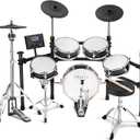 Fesley Electric Drum Set with Independent Kick Snare Drum HiHat Cymbal: Real Sample Sound Source, Bluetooth Electronic Drum Set with Dual Zone Mesh Drum Pad, Dual Zone Cymbal Full Size Adult Drum Set (Black)