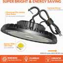LED High Bay Light 150W 21000LM 5000K, LED Shop Lights for Garage Super Bright with 110-277V US Plug 5 Cable Waterproof UFO Commercial Warehouse Workshop Factory Area Lighting Fixture, 2 Pack