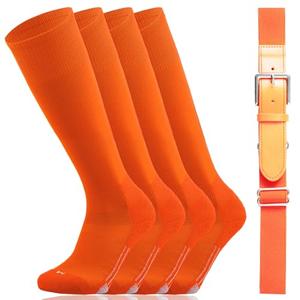 Youper Youth Baseball/Softball Belt & Socks Combo Set (2 Pairs of Socks & 1 Belt) (Orange, Medium), 2 pack
