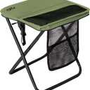 CAMDOOR Portable Collapsible Stool, 16Folding Stool with 3 Side Pockets and Shoulder Strap, Extra Large Camping Chair Supports 400 lbs, Ultralight Portable Seat for Outdoor, Hiking, Fishing (Green), 11.81"D 15.75"W 16.14"H