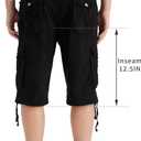 Cargo Shorts for Men Multi Pockets Mens Shorts Below Knee Casual Hiking Summer Shorts (Black), 48
