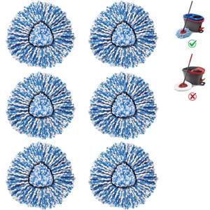 2-Tank Mop Heads Replacements for O-Ceda RinseClean Dual System, Microfiber Refills, Easy Cleaning Mop Repalce Head Blue 6 Pack