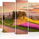 RyounoArt Tuscany Canvas Wall Art Italy Country Sunset Picture Prints Large Rural Paintings for Wall Decoration Framed Ready to Hang