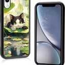 Cute Cat Phone Case, Funny Lotus Cat Pattern iPhone Xs MAX Case, Non-Slip Design and Shock Absorption, Phone Case for Teen Girls, Boys, Women and Men(iPhone - Xs MAX)