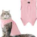 Cat Recovery Suit Anti Licking, Cat Surgery Recovery Suit Female Cats Kitten Onesie After Spay, Cone of Shame Alternative, Post- Surgery Kitten Surgical Clothes for Abdominal Wounds(Pink,M)