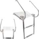 2-Step ABS Telescoping Boat Ladder | Stainless Steel Swim Platform with Handrails | 400lb Capacity | Collapsible for Pontoon, Dock & Yacht
