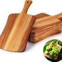 Layhit 6 Pack Thick Acacia Wood Cutting Board 14 x 8.7 Inch Wooden Serving Board Kitchen Double Sided Serving Wood Gifts with Handle Chopping Boards for Meat Bread Fruits Cooking