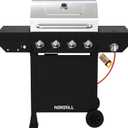 Nexgrill Classic 4-Burner Gas Barbecue with Side Burner - Premium Stainless Steel Gas Grill with Porcelain-Coated Cast Iron Grates, Even-Heat System - Garden, Balcony & BBQ Events