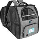 PetAmi Expandable Dog Backpack Carrier for Cats & Pets, Breathable Cat Carrier Backpack with Top Window & Multi-Entry, Ventilated Foldable Travel Carrier for Small Medium Pets up to 18 lbs, Light Gray