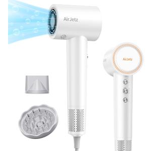 Hair Dryer, 160,000 RPM High-Speed Ionic Blow Dryer for Fast Drying, Professional Lightweight Hairdryer with Diffuser, Magnetic Nozzle, 4 Temps & 2 Speeds, Low Noise for Travel - White