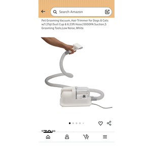 Pet Grooming Vacuum, Hair Trimmer for Dogs & Cats w/1.27qt Dust Cup & 6.23ft Hose,13000PA Suction,5 Grooming Tools,Low Noise, White