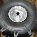 RONPOW 11x4.00-4 Tiller Tire and Wheel, 3/4" Axle Bore, 3-1/8" Centered Hub, 400 lb Load Capacity, 4 Ply Pneumatic Replacement Tire for Rototiller & Garden Tiller, 2 Pack Silver, 3/4" Axle Hole