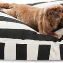 Majestic Pet Stripes Rectangle Medium Dog Bed Washable  Non Slip Comfy Pet Bed  Dog Crate Bed with Removable Washable Cover  Dog Kennel Bed for Sleeping, Polyester Fiber, Medium, Black