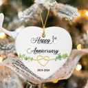 2 x 1 Year Anniversary Ornament, 1st Anniversary Decorations for Couple, 1st Wedding Anniversary Ornament Keepsake Sign - Heart Plaque - Christmas Ornament Gifts for Couple Her Him Wife Husband